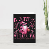 In October We Wear Pink Witch Ghost Pumpkin Breast
