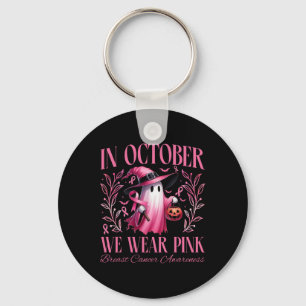 In October We Wear Pink Witch Ghost Pumpkin Breast Keychain
