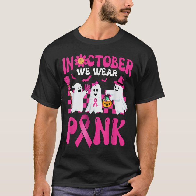 In October We Wear Pink Wizard Ghosts Breast  T-Shirt (Front)