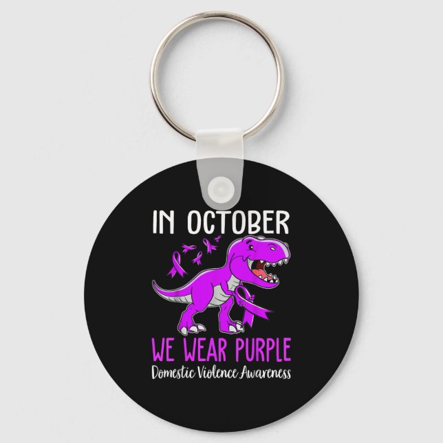 In October We Wear Purple Domestic Violence Ghosit Keychain (Front)