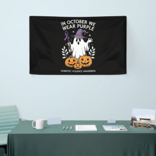 In October We Wear Purple Domestic Violence Ghost  Banner