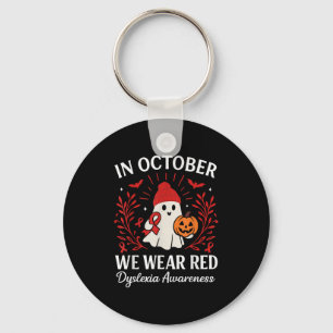In October We Wear Red Dyslexia Awareness Hallowee Keychain