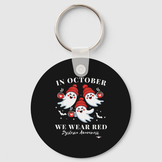 In October We Wear Red Dyslexia Awareness Hallowee Keychain (Front)