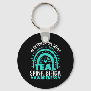 In October We Wear Teal Spina Bifida Awareness Keychain