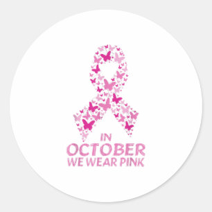 In October We WearPink Breast Cancer Warrior Classic Round Sticker