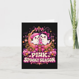 In october wear pink ghost witch breast cancer card