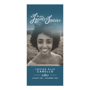 In our hearts funeral program white and steel blue