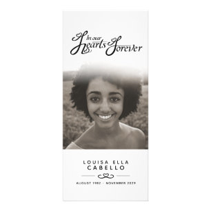 In our hearts funeral program white black mono