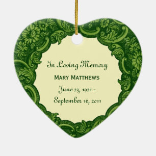 In Our Hearts Memorial Tribute Green Vintage V01 Ceramic Ornament