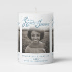 In our hearts remembrance white 3 photos candle