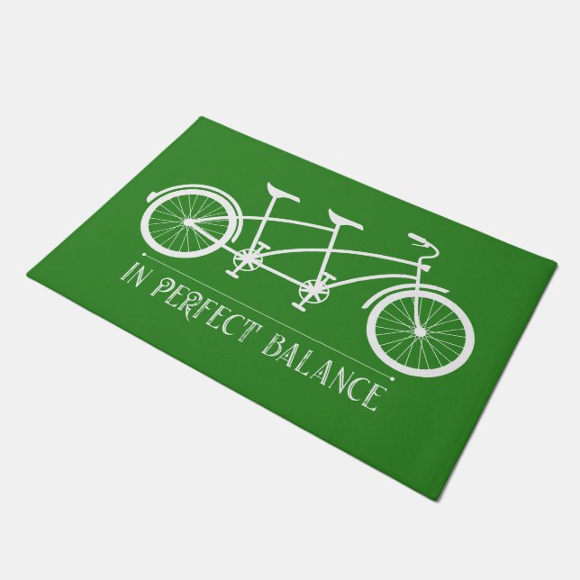 In Perfect Balance Green White Tandem Cycling Doormat (Angled)