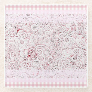 In Pink and Lace Glass Coaster