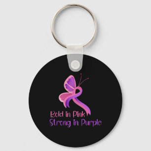 In Pink Strong Purple Violence Breast Cancer Aware Keychain