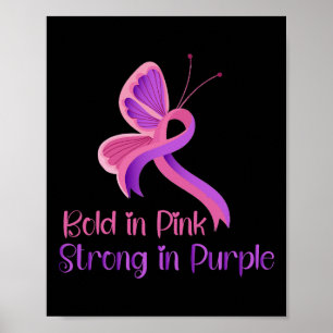 In Pink Strong Purple Violence Breast Cancer Aware Poster
