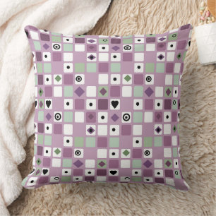 In pinkish lilac tones, geometric pattern throw pillow