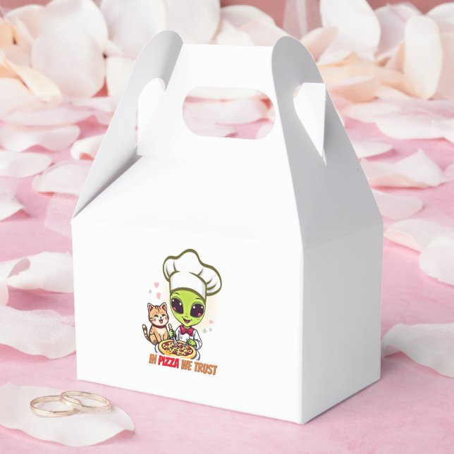 In Pizza We Trust Alien Chef Art Favor Box (Wedding)