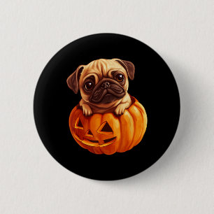 In Pumpkin Halloween Pugkin Cute Pug Halloween  2 Inch Round Button