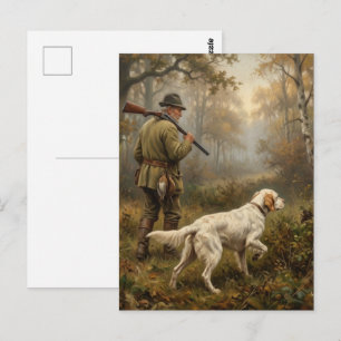 In Pursuit of Woodcock, English Setter Hunting Postcard