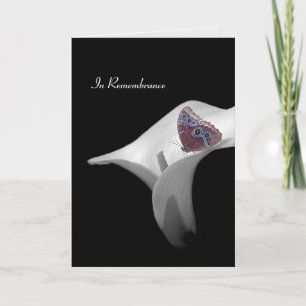 In Rembrance butterfly on white calla lily Card