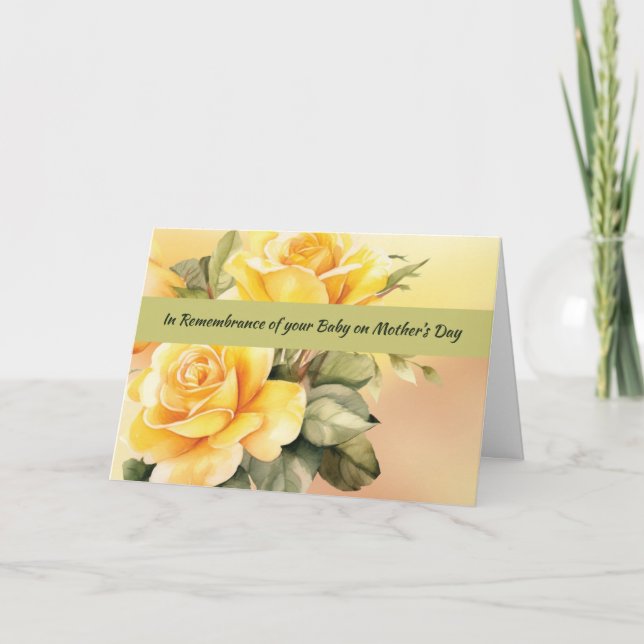 In Remembrance of Baby on Mother's Day Yellow Rose Card (Front)