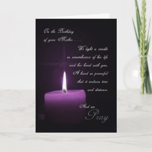 In Remembrance of Mother's Birthday Purple Candle Card