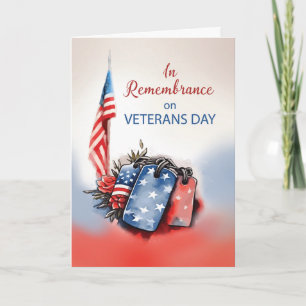 In Remembrance on Veterans Day Dog Tags Card