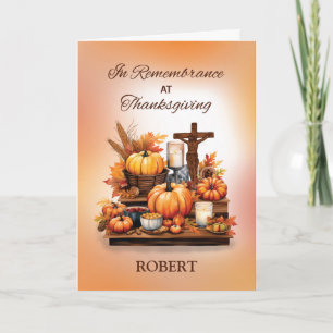 In Remembrance Religious Thanksgiving with Cross Card
