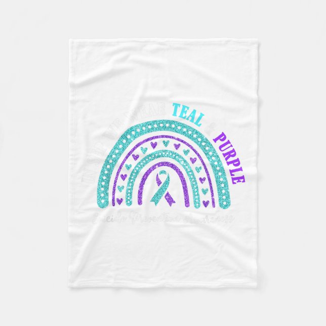 In Sep Wear Teal And Purple Suicide Prevention Awa Fleece Blanket (Front)