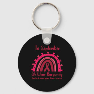 In September We Wear Burgundy Brain Aneurysm Aware Keychain