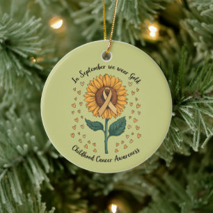 In September We Wear Gold Childhood Cancer Aware Ceramic Ornament