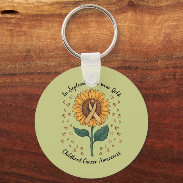 In September We Wear Gold Childhood Cancer Aware Keychain (Front)