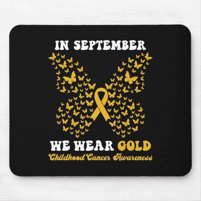 In September We Wear gold Childhood Cancer Awarene Mouse Pad (Front)