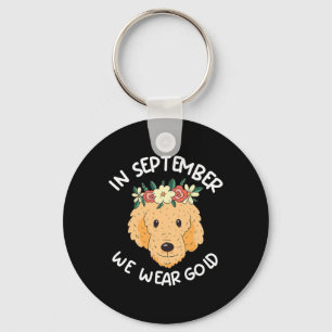 In September We Wear Gold Dog Childhood Cancer Awa Keychain