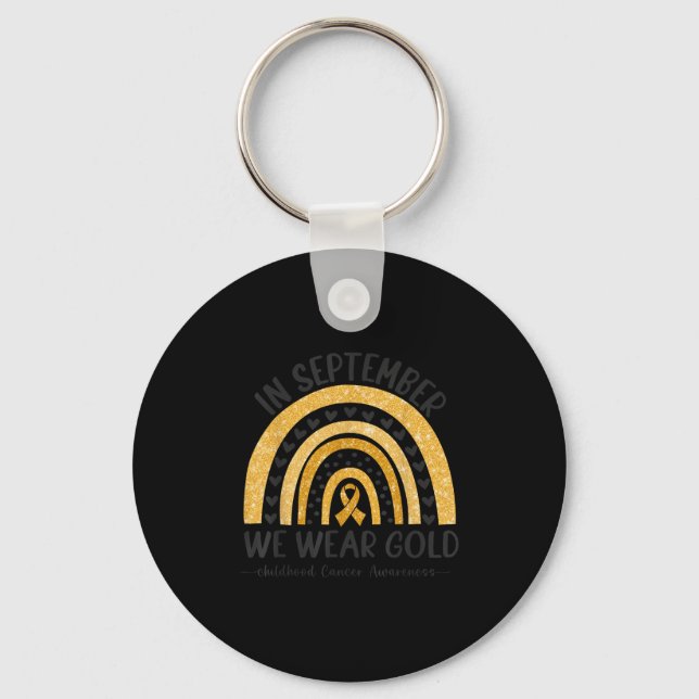 In September We Wear Gold Rainbow Childhood Cancer Keychain (Front)