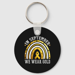 In September We Wear Gold Rainbow Support Childhoo Keychain
