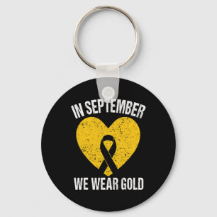 In September We Wear Gold Ribbon Childhood Cancer Keychain