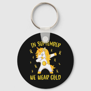In September We Wear Gold Unicorn Childhood Cancer Keychain