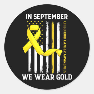 In September We Wear Gold Yellow Childhood Cancer Classic Round Sticker