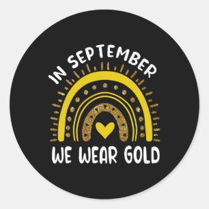 In September We Wear Golden Childhood Cancer Cute Classic Round Sticker