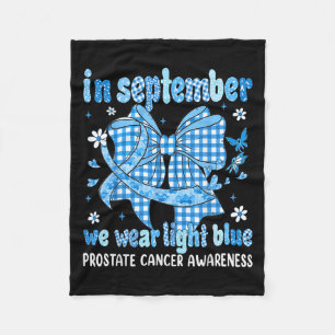 In September We Wear Light Blue Coquette Bow Flora Fleece Blanket