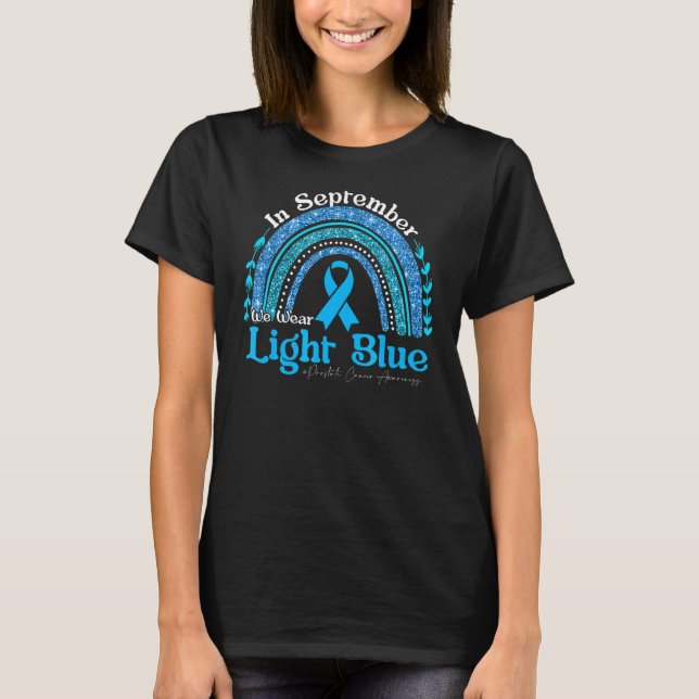 In September We Wear Light Blue Sunflower Rainbow  T-Shirt (Front)