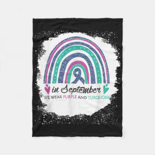In September We Wear Purple & Teal Bleach Suic Fleece Blanket