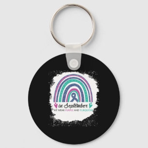 In September We Wear Purple And Teal Bleach Suicid Keychain