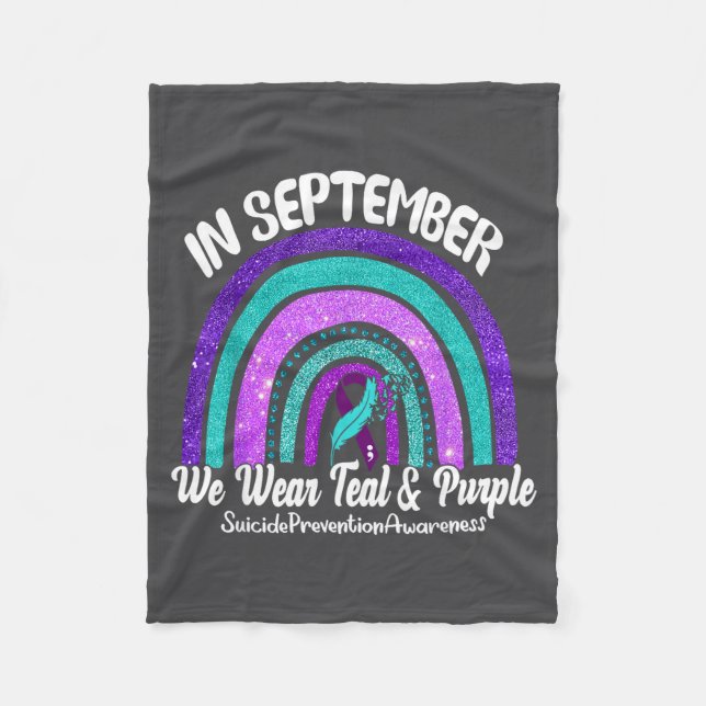 In September We Wear Teal &amp; Purple Rainbow Sui Fleece Blanket (Front)