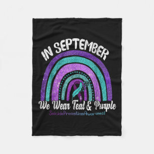 In September We Wear Teal & Purple Rainbow Sui Fleece Blanket