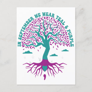 In September We Wear Teal And Purple Mental Health Postcard