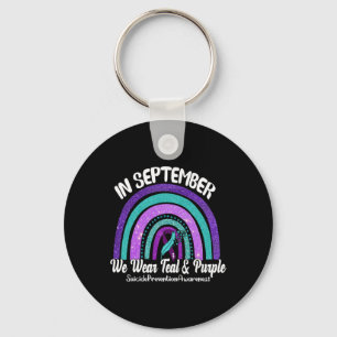 In September We Wear Teal And Purple Rainbow Suici Keychain