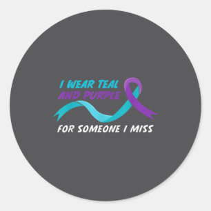In September We Wear Teal And Purple Suicide Preve Classic Round Sticker