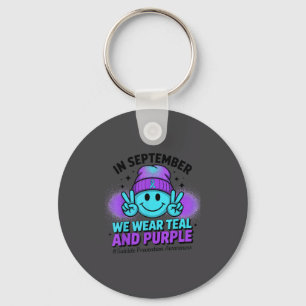 In September We Wear Teal And Purple Suicide Preve Keychain