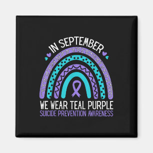 In September We Wear Teal Purple Ribbon Suicide Aw Magnet